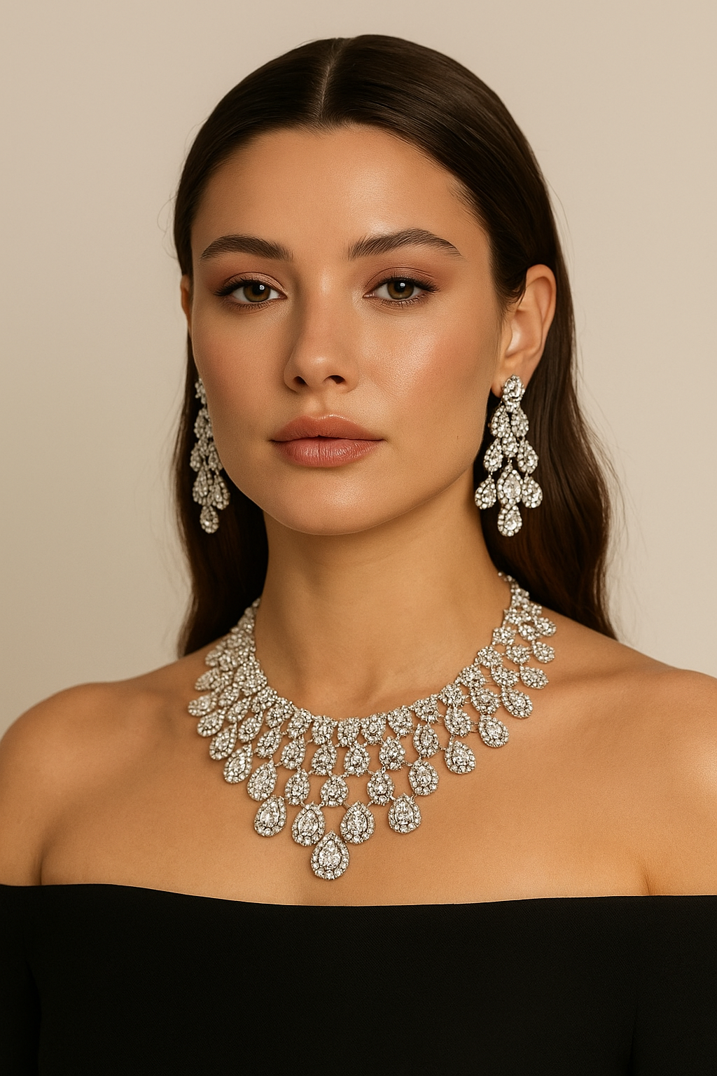 Royal Diamond Look Bridal Necklace Set